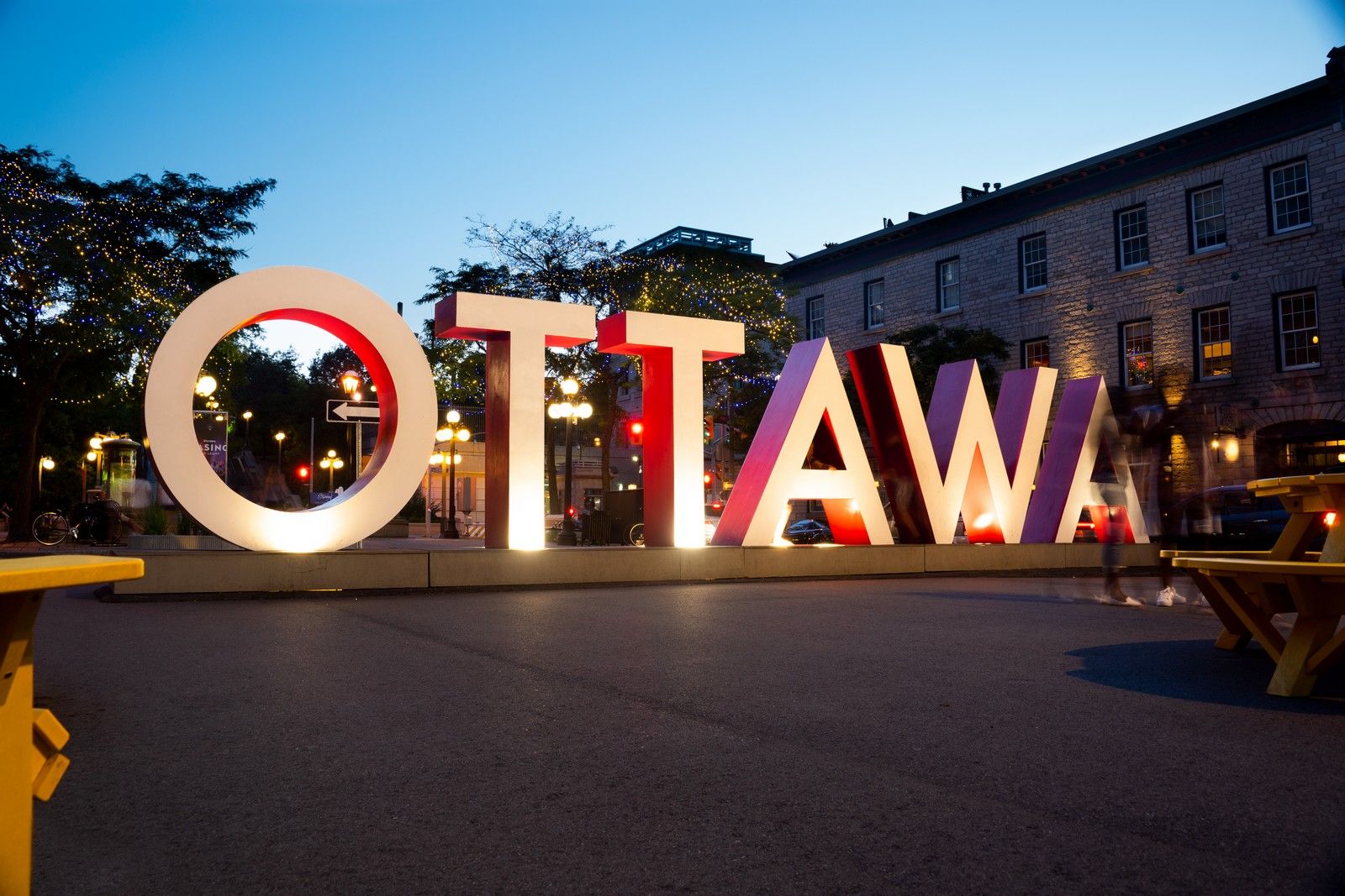 Ottawa sign in Byward Market at Night
