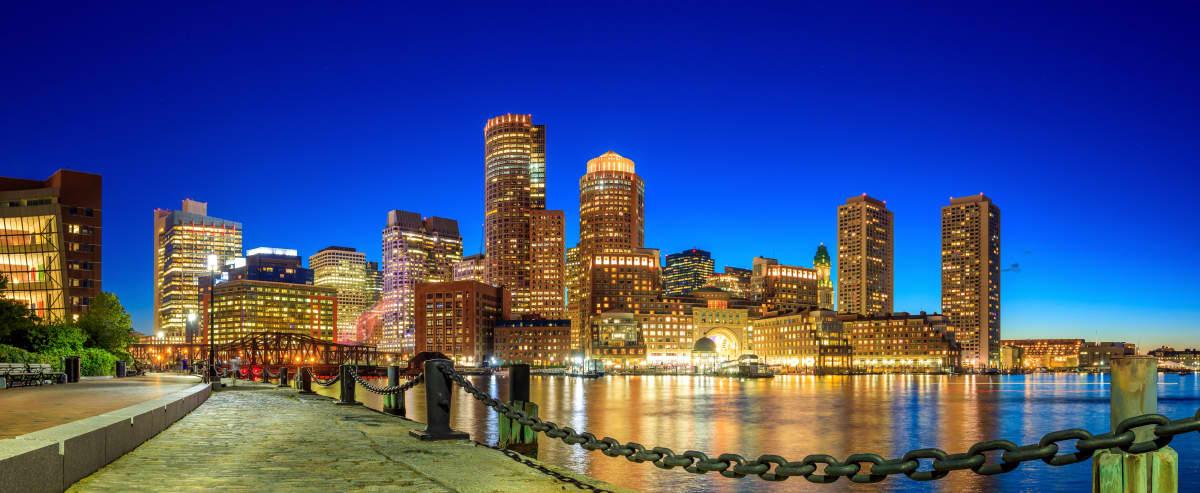 Boston Evening Walkway By The Harbor